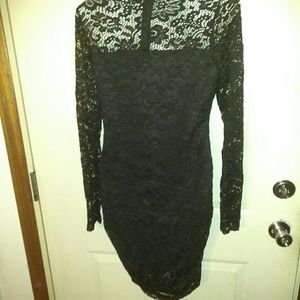 Dtretchy black lace dress